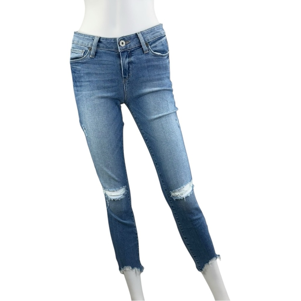 PAIGE Blue Distressed VERDUGO Crop Jeans Size 26 F0247